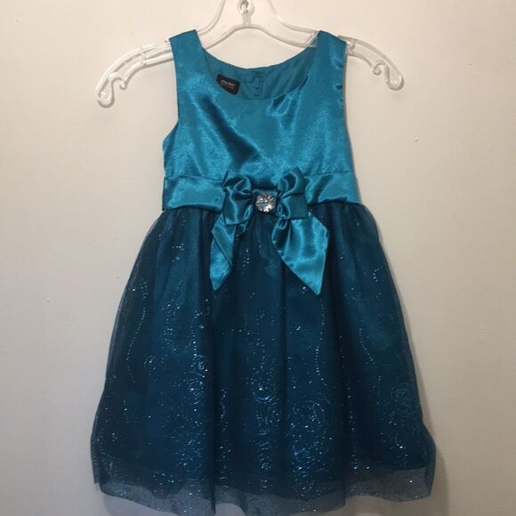 Holiday Editions Dark Teal Sparkles and Bow Dress: Size 6/6X - Picture 1 of 9